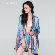 soloseta22姆米真丝睡袍套装，女长袖睡衣，可外穿丝绸家居服春季