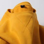 340重磅厚实圆领长袖恤卫衣，叠穿纯色姜黄色(姜黄色，)纯棉白色男士上衣女