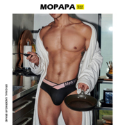 MOPAPA与男友同居莫代尔大V领腰带时尚男三角裤激凸柔软舒适内裤
