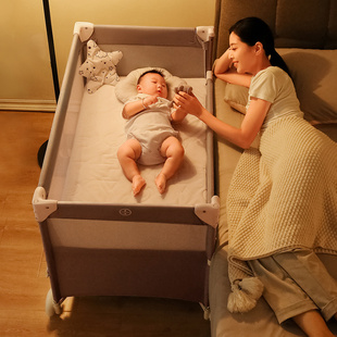 coolbaby折叠婴儿床新生儿，可移动拼接大床便携式多功能，摇篮宝宝床