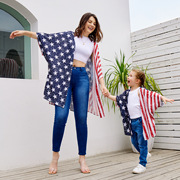 2022春夏 美国独立日国旗亲子装披风飘逸罩衫母女装外套