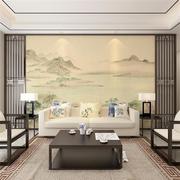 新中式暖古电视背景墙纸壁纸，客厅色水m山，典墙布卧室装饰影