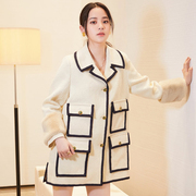 欧阳娜娜明星同款西装外套2023流行韩版宽松加厚小香风上衣女
