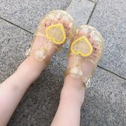 女童塑料水晶凉鞋夏季女孩儿童镂空透明罗马果冻鞋宝宝女宝小孩子
