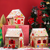 儿童手工DIY纸盒圣诞小屋 圣诞节创意粘贴冬天雪屋纸板房子饼干屋