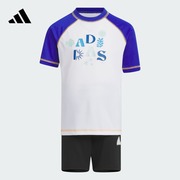 休闲印花撞色短袖套装男小童儿童夏季adidas阿迪达斯轻运动
