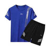 李宁氢云运动套装男夏季休闲短袖t恤速干短裤运动跑步两件套