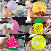 日本大创DAISO 可爱独角兽柠檬冰淇淋西瓜随身钥匙挂扣零钱包