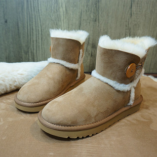 冬季真皮羊毛一体雪地靴短筒靴，套筒一粒扣女靴棉靴子21-18