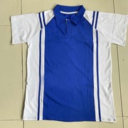 定制夏季纯棉半袖校服上衣宝蓝色拼接白色初高中小学生班服T恤夏