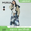 murua半身裙日系女装秋冬文艺，复古印花长裙，简约通勤a字裙