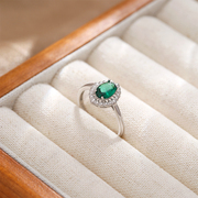 925银戒指欧美轻奢高级感银饰镶嵌水钻时尚个性开口小众复古指环