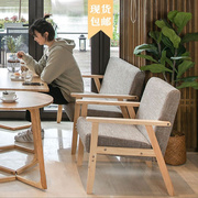 甜品奶茶店咖啡厅桌椅组合休闲洽谈布艺办公实木双人卡座餐厅沙发
