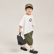 韩系童装男童短袖t恤儿童韩版蝙蝠袖上衣中小童夏款纯棉体恤