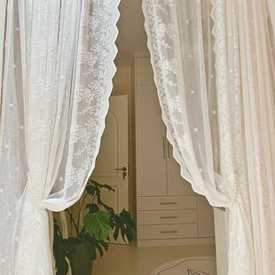 浪漫法式纱帘蕾丝，复古少女卧室心心念念的阳台白纱仙仙网纱窗帘
