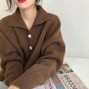 十三行2022韩版慵懒风，复古毛衣开衫，外穿宽松针织外套女厚