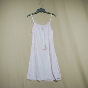 外贸原单夏季纯欲性感纯色刺绣吊带裙女针织棉蕾丝肩带连衣裙