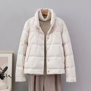白鸭绒小个子轻薄羽绒服女立领时尚短款冬季韩版显瘦宽松外套