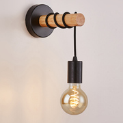 现代简约复古壁灯卧室客厅床头灯，创意个性铁艺木艺北欧壁灯楼梯灯