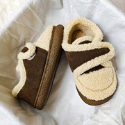 孕妇月子鞋秋冬加绒11月份产后坐月子防滑软底包跟魔术贴棉拖鞋女