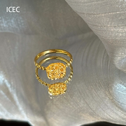 金色小方糖戒指简约时尚个性高级感食指戒小众设计感独特尾戒