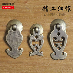 新中式纯铜抽屉拉手铜单孔吊坠拉环中式复古柜门黄铜把手仿古五金