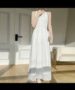 佳 610-80圆领设计感纯色优雅知性吊带连衣裙