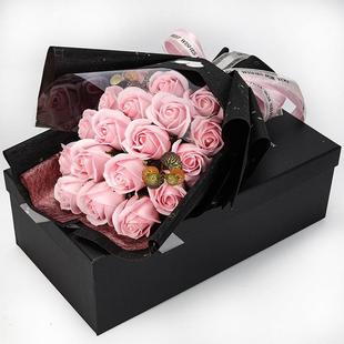 跨境货源情人节创意礼物18朵玫瑰，香皂花束永生花礼盒七夕节
