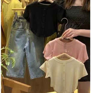韩版童装女童夏季宝宝，短袖t恤薄款半袖上衣，儿童打底衫时尚休闲