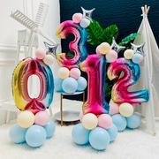 数字铝膜气球马卡龙(马，卡龙)生日气球立柱派对，装饰宝宝百天周岁生日装饰
