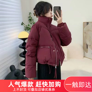 2023羽绒棉女短款立领韩版小个子加厚面包服冬装外套