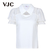 VJC/威杰思女装春夏短款衬衫短袖白色减龄甜美商场同款