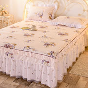 单件床裙床罩纯棉床裙式全棉床套防滑1.8米2.0m荷叶边床单保