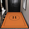 轻奢现代入户门地垫可擦洗脚垫，橙色皮革可裁剪门口垫子家用门厅垫