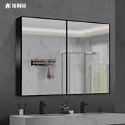 双面镜柜挂墙卫生间镜子带置物架，卫浴镜箱单独太空铝浴室镜柜小
