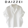daizzei~2023夏季时尚质，白色宽松蝙蝠袖polo领套头衬衫女上衣