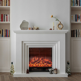 美式约实木壁炉架欧式别墅装饰柜1.2米1.5米仿真火取暖法式壁炉