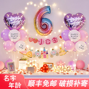 十周岁女孩宝宝生日背景墙装饰气球用品男童，成长礼派对场景布置