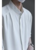 新中式男装纯白色立领短袖衬衫男高级感冰丝垂坠感圆领衬衣七分袖