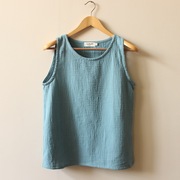 女式肌理皱背心双层棉纱纯棉 多色入women soft cotton tank vest