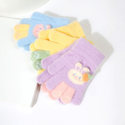 冬季宝宝毛线针织可爱保暖手套女童小兔子萝卜卡通分指1-3岁防寒