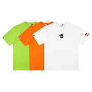 mmlabcrewmr.mai戴帽logo白色果绿，橘色纯棉刺绣印花圆领短袖t恤