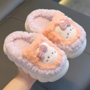 儿童棉拖鞋冬季男女童室内防滑亲子宝宝小孩，卡通保暖家居包跟棉鞋