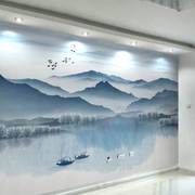 新中式客厅电视背景墙壁纸抽象意境水墨山水画墙纸影视墙布3d壁画