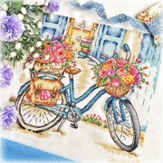 十字绣印花dmc绣线qt2143杂志款送花的自行车高ct绣布简单小图