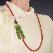 南红玛瑙项链纯银108颗念珠中式流苏款，脖子挂件饰品女长款多宝串