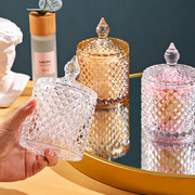 首饰品玻璃盒透明ins北欧整理糖果罐粉扑美妆蛋防尘化妆棉签收纳