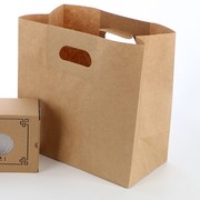 食品级手提纸袋牛皮纸袋面包，西点包装袋餐盒外卖袋白色环保打包袋