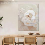 白色牡丹花客厅装饰画花卉肌理手绘油画花开富贵玄关大芬油画