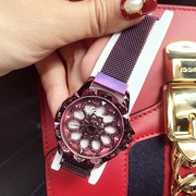 蒂米妮士手表吸铁表带水钻个性紫色壳潮流女时尚石英玫瑰国产腕表
